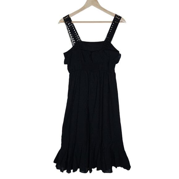 J. Crew Womens Dress 0 Black Midi Swiss Dot Ruffle Sleeveless A Line Flowy NWT - Picture 2 of 14